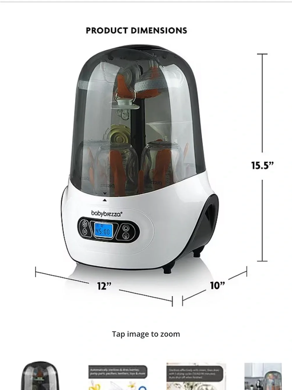 Baby Brezza White and Smoke Bottle Sterilizer and Dryer